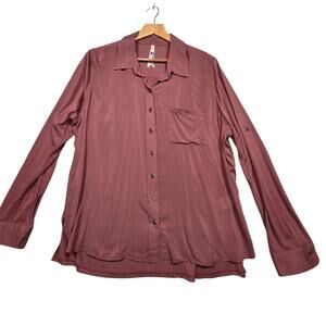 NWT 7 For All Mankind Luxe Dusty Rose Button Up Shirt Size 1X